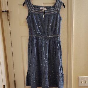 Old Navy Blue Kids Dress with White Embroidery